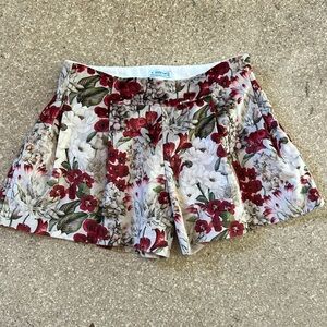Velvet Floral Pleated Dress Shorts
